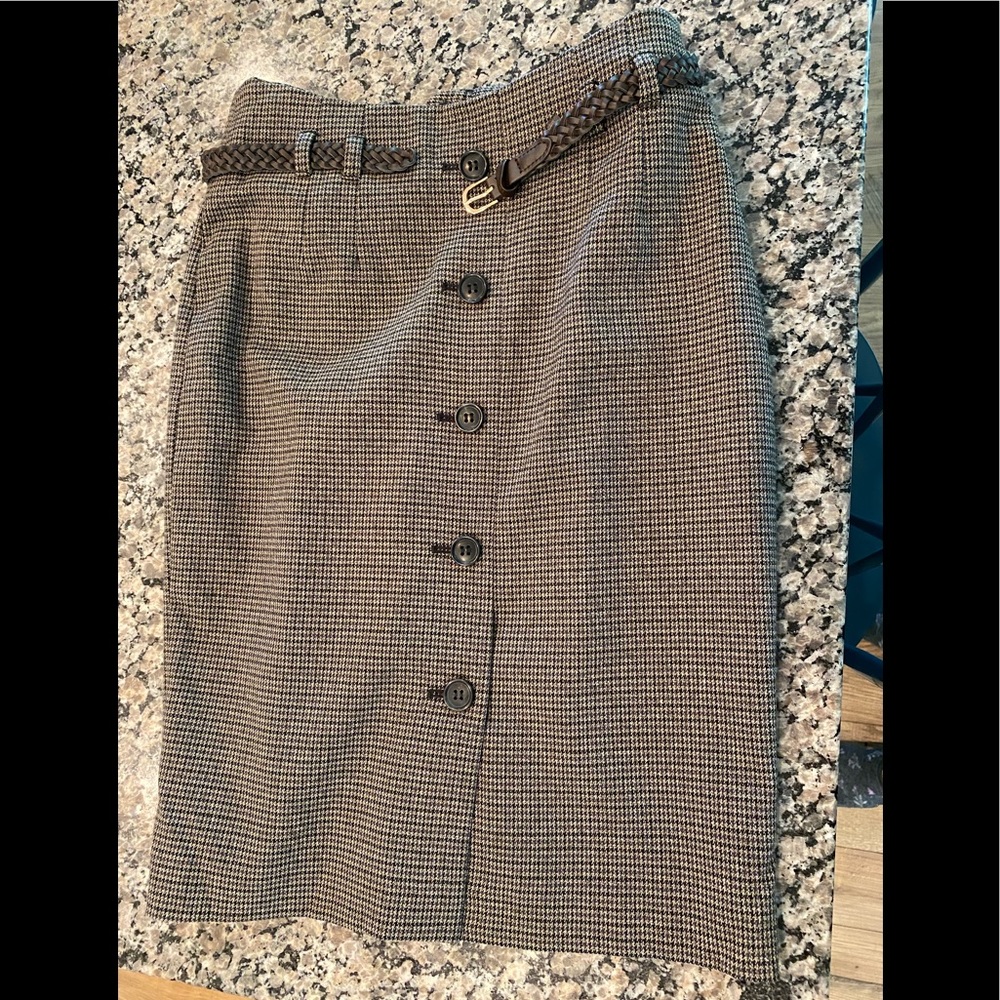 Brown plaid pencil skirt